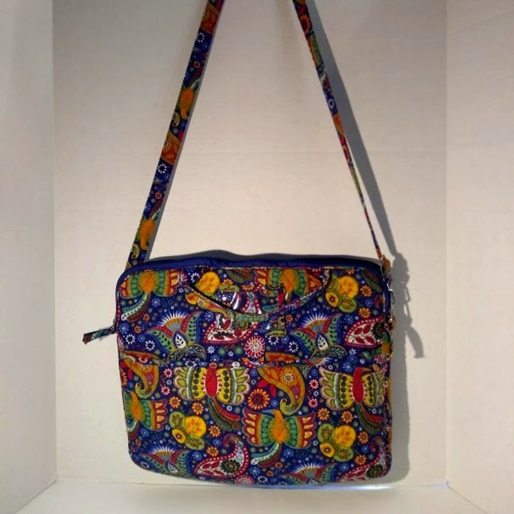 Quilted bird pattern Laptop Crossbody Bag